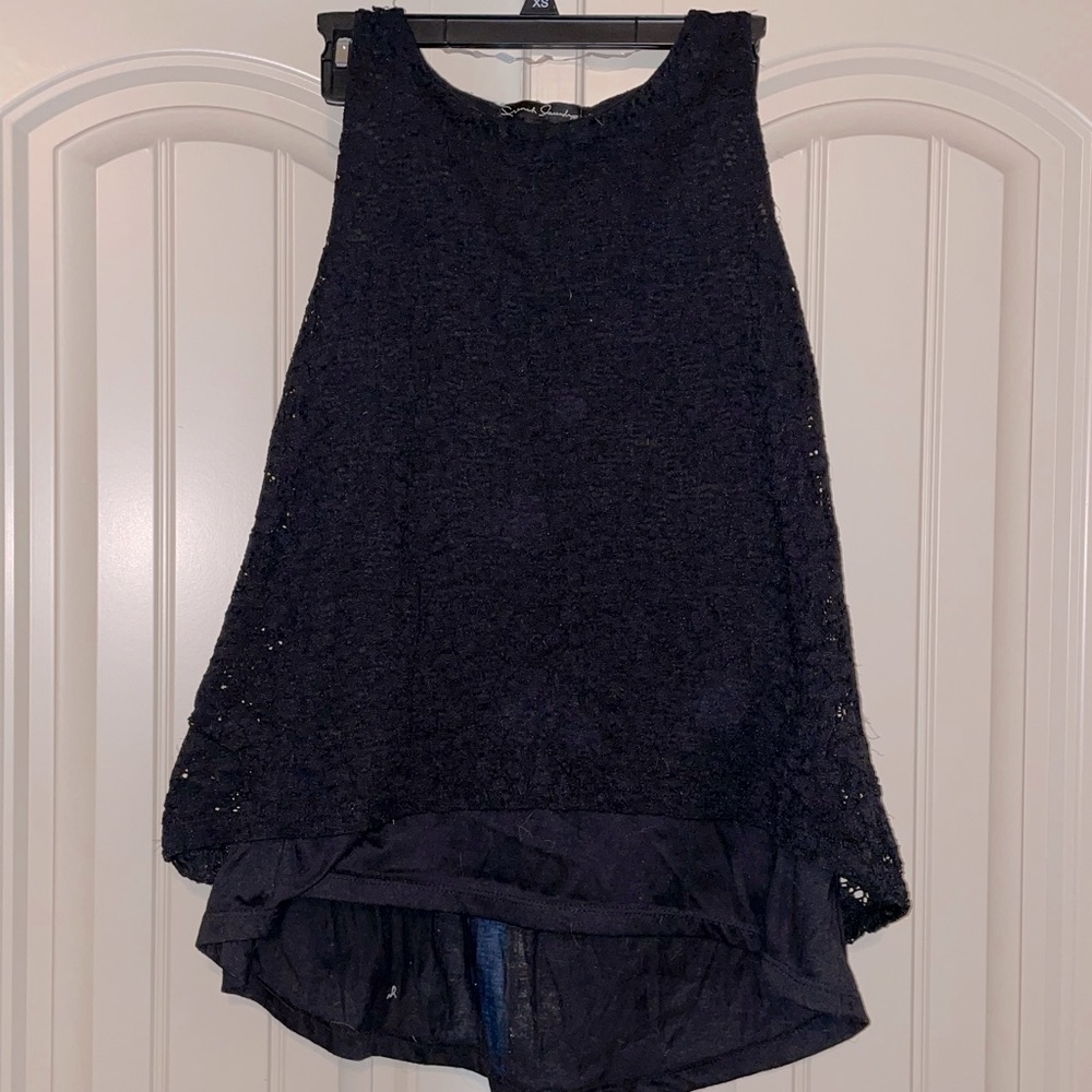 Black sleeveless lace top